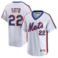 Ldoa NY.Mets #22 Juan Soto Player White Cooperstown Collection T-shirt Game Stitched Jerseys