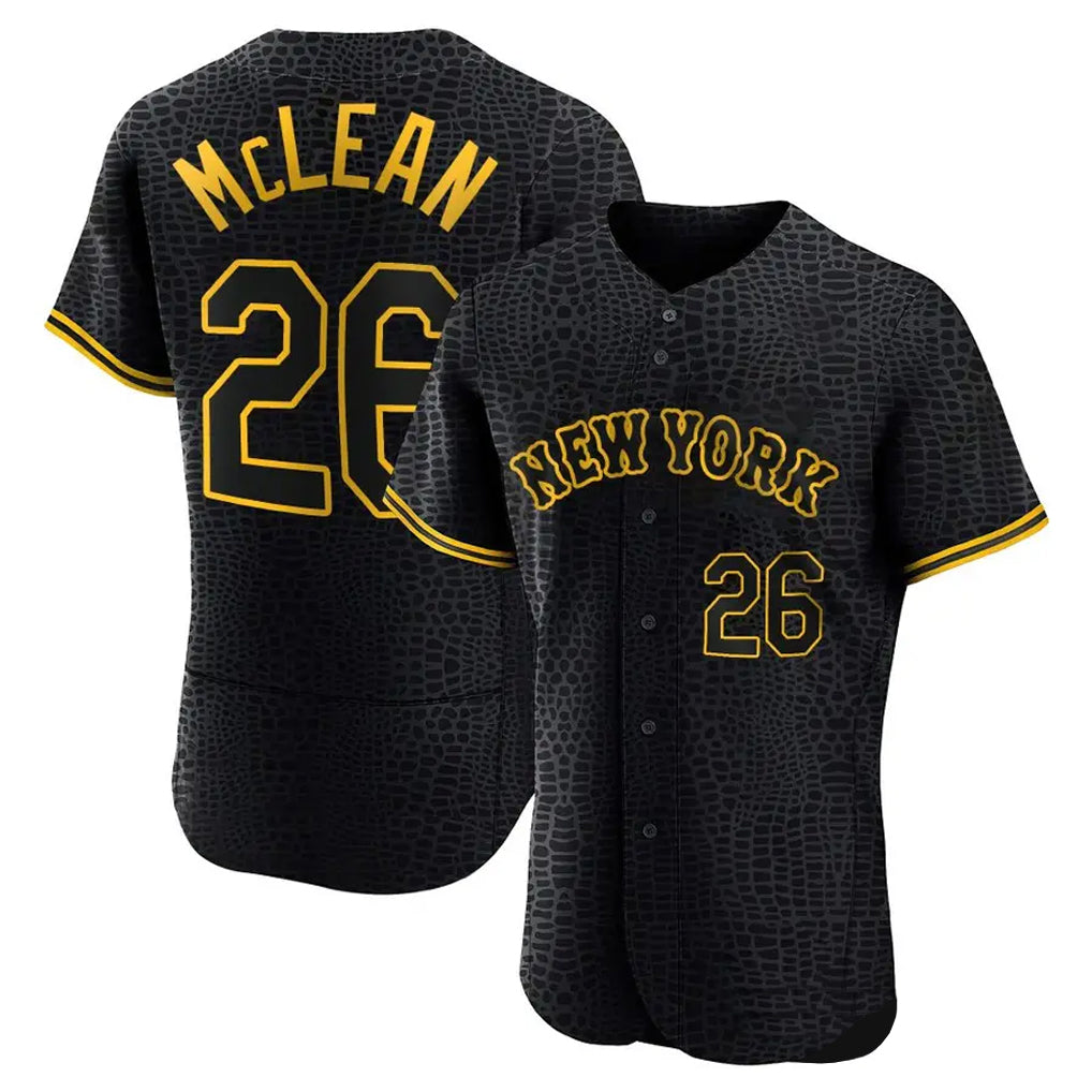 Ldoa NY.Mets #26 Nolan McLean Player Black Snake Skin City Home Game Stitched Jerseys