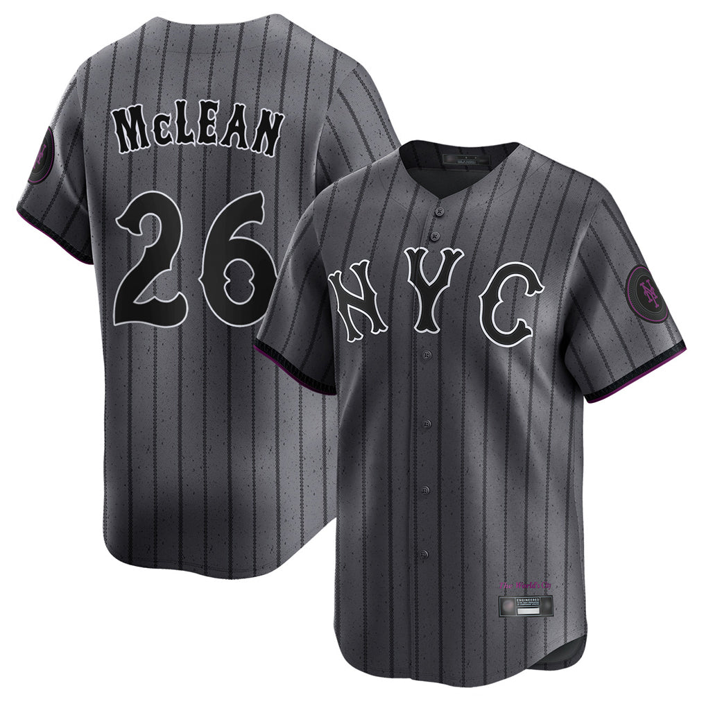 Ldoa NY.Mets #26 Nolan McLean Player Gray City Connect Limited Stitched Jerseys