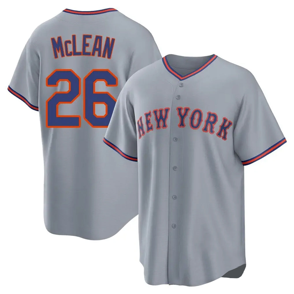 Ldoa NY.Mets #26 Nolan McLean Player Gray Road Home Game Stitched Jerseys