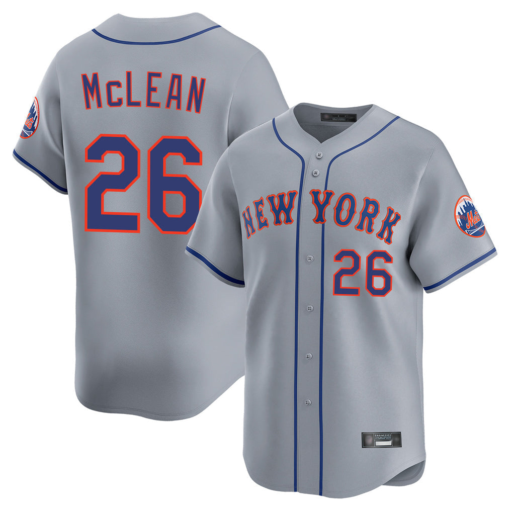 Ldoa NY.Mets #26 Nolan McLean Player Gray Road Limited Home Stitched Jerseys