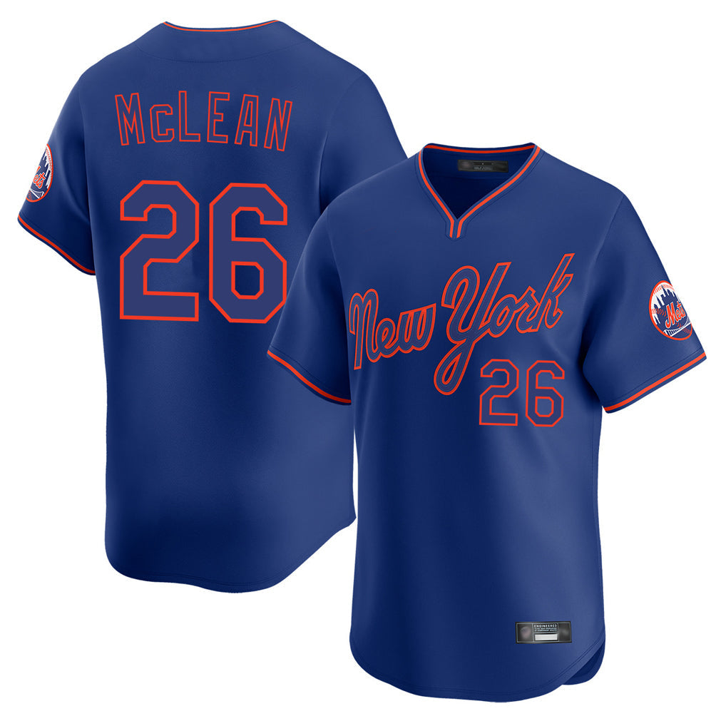 Ldoa NY.Mets #26 Nolan McLean Player Royal T-shirt Home Limited Elite Stitched Jerseys