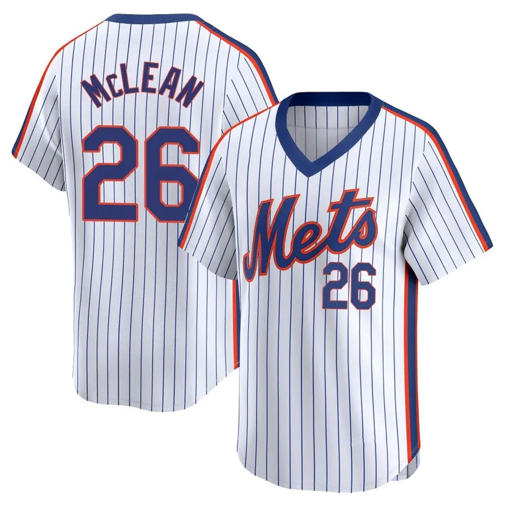 Ldoa NY.Mets #26 Nolan McLean Player White Cooperstown Collection T-shirt Game Stitched Jerseys