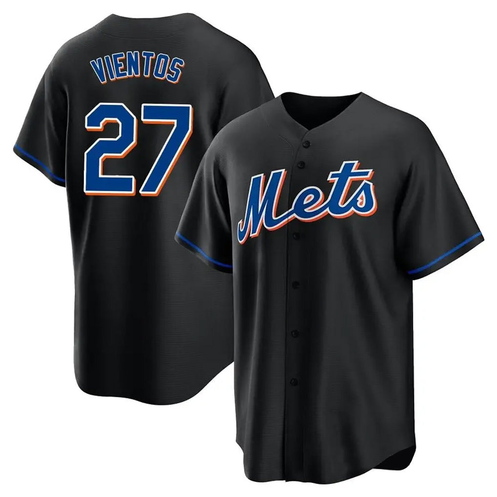 Ldoa NY.Mets #27 Mark Vientos Player Black Replica Home Game Stitched Jerseys