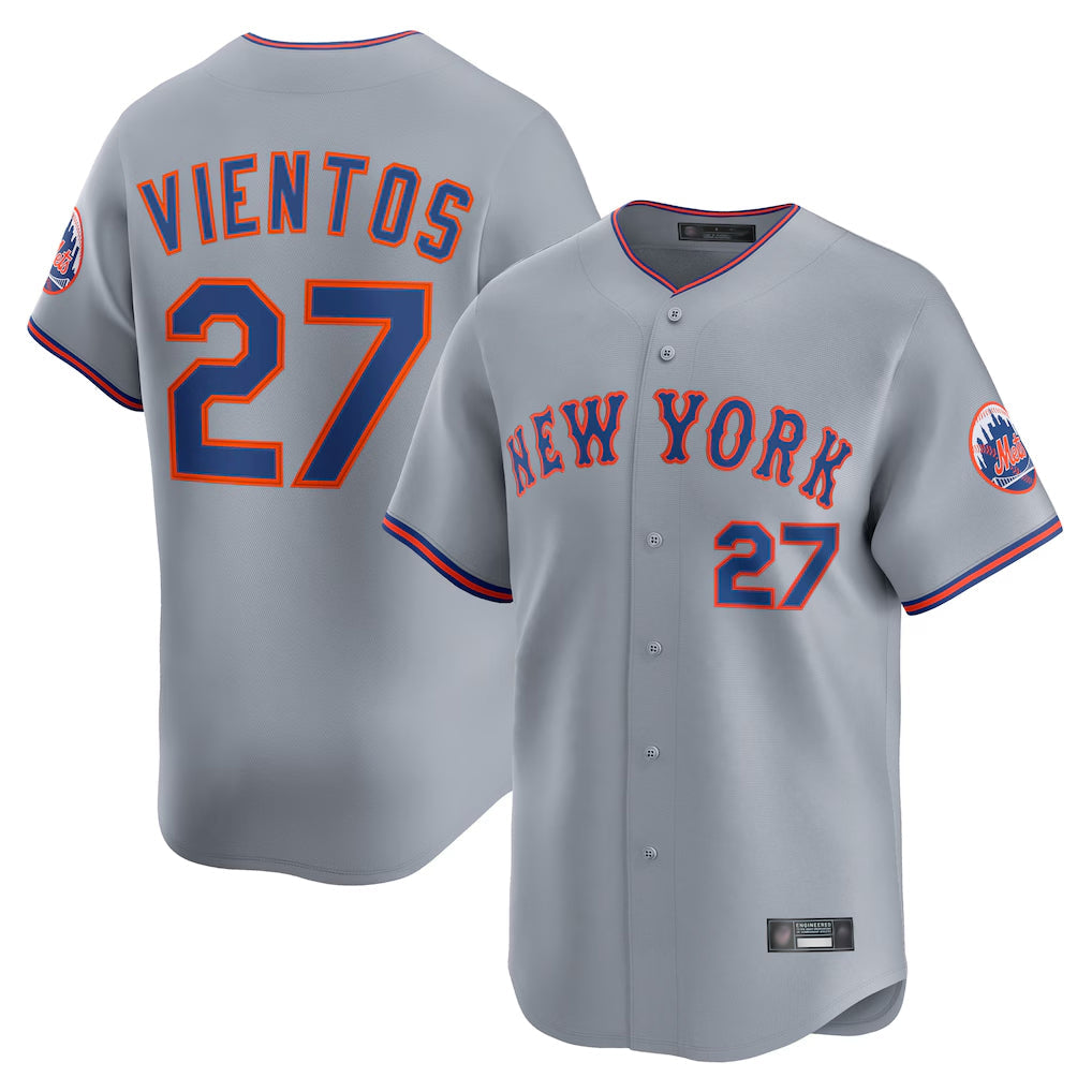 Ldoa NY.Mets #27 Mark Vientos Player Gray Road Limited Home Stitched Jerseys