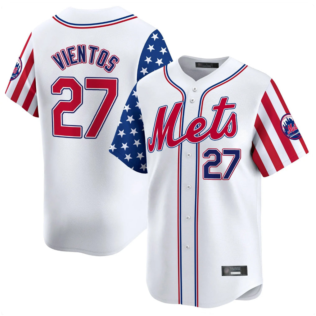 Ldoa NY.Mets #27 Mark Vientos Player White 2025 Independence Day Vapor Premier Limited  Stitched Jerseys
