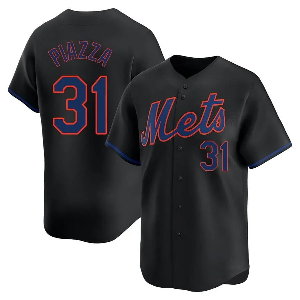 Ldoa NY.Mets #31 Mike Piazza Player Black Alternate Home Limited Stitched Jerseys