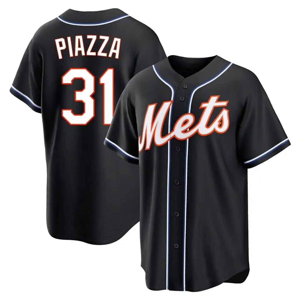 Ldoa NY.Mets #31 Mike Piazza Player Black Fashion Out Game Stitched Jerseys