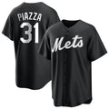 Ldoa NY.Mets #31 Mike Piazza Player Black Home Game Stitched Jerseys