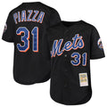 Ldoa NY.Mets #31 Mike Piazza Player Black Mitchell & Ness Cooperstown Collection Home Limited Stitched Jerseys