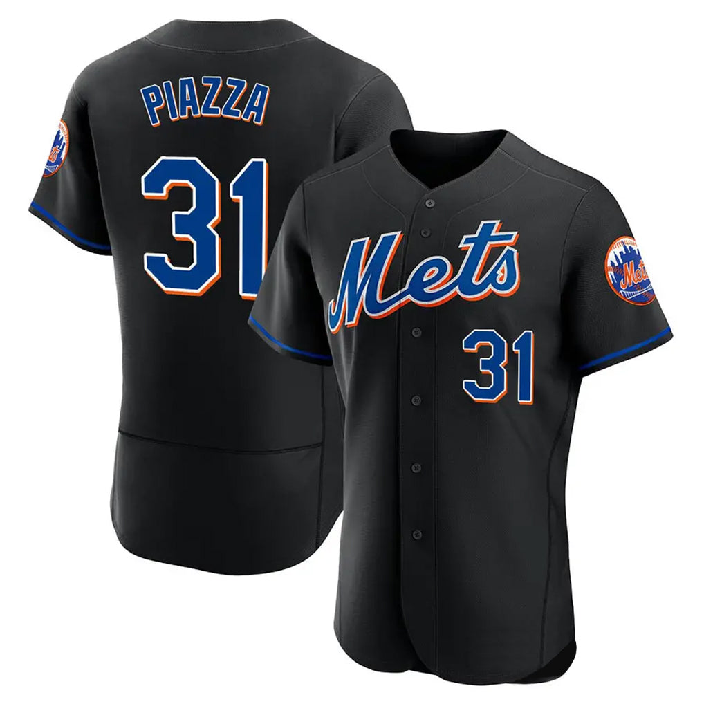 Ldoa NY.Mets #31 Mike Piazza Player Black Replica Home Limited Elite Stitched Jerseys