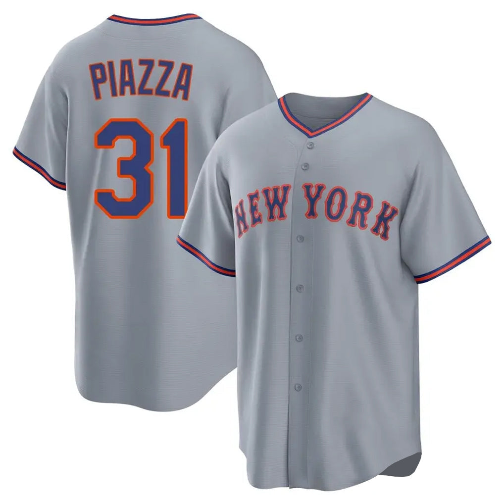 Ldoa NY.Mets #31 Mike Piazza Player Gray Road Home Game Stitched Jerseys