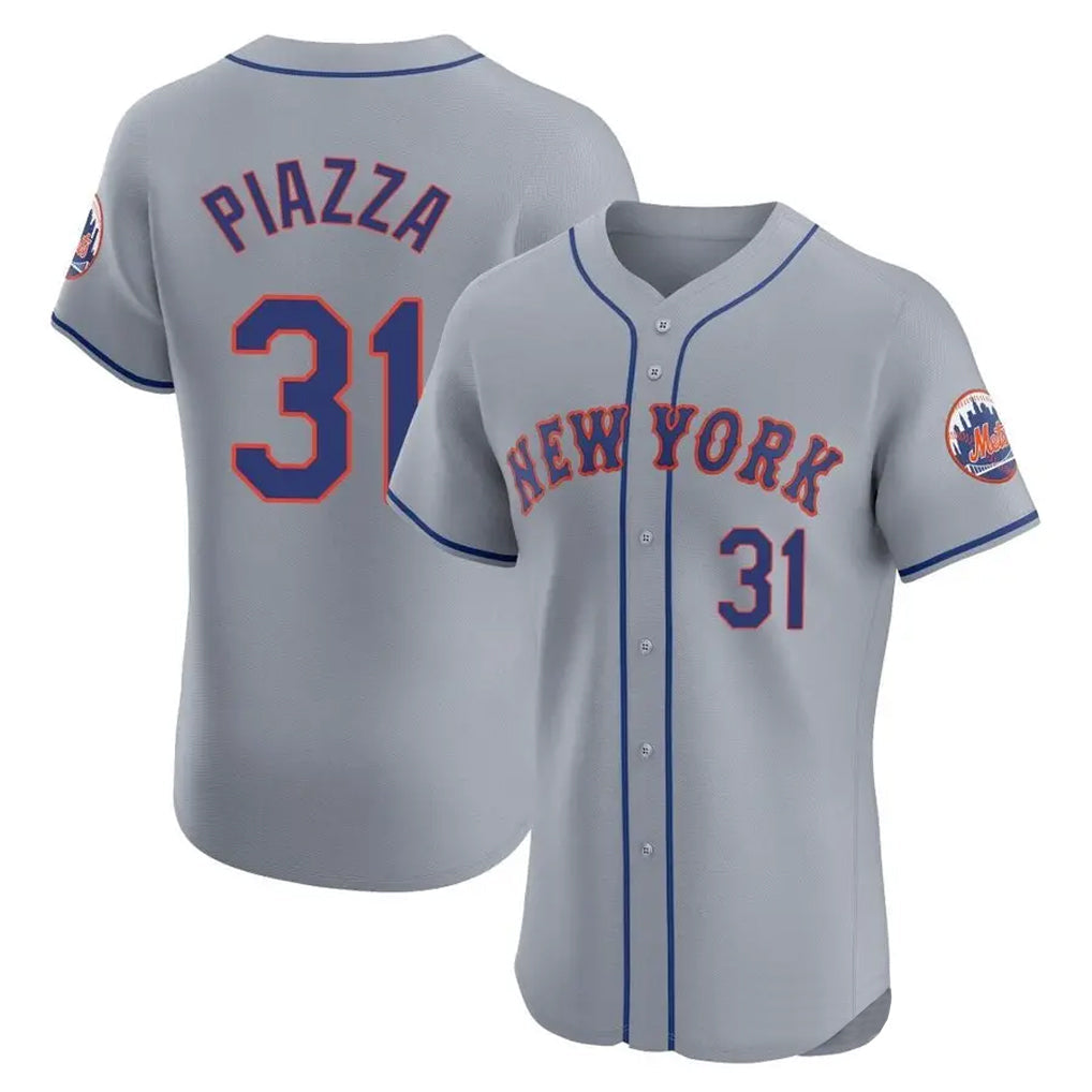 Ldoa NY.Mets #31 Mike Piazza Player Gray Road Limited Elite Home Stitched Jerseys
