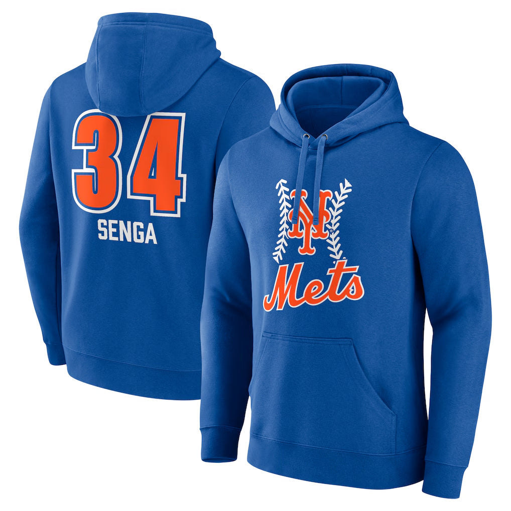 Ldoa NY.Mets #34 Kodai Senga Player Royal Club Pullover Hoodie Game Stitched Jerseys