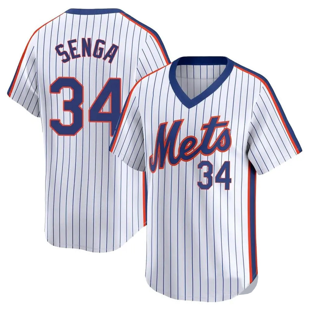 Ldoa NY.Mets #34 Kodai Senga Player White Cooperstown Collection T-shirt Game Stitched Jerseys
