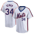 Ldoa NY.Mets #34 Kodai Senga Player White Cooperstown Collection T-shirt Game Stitched Jerseys