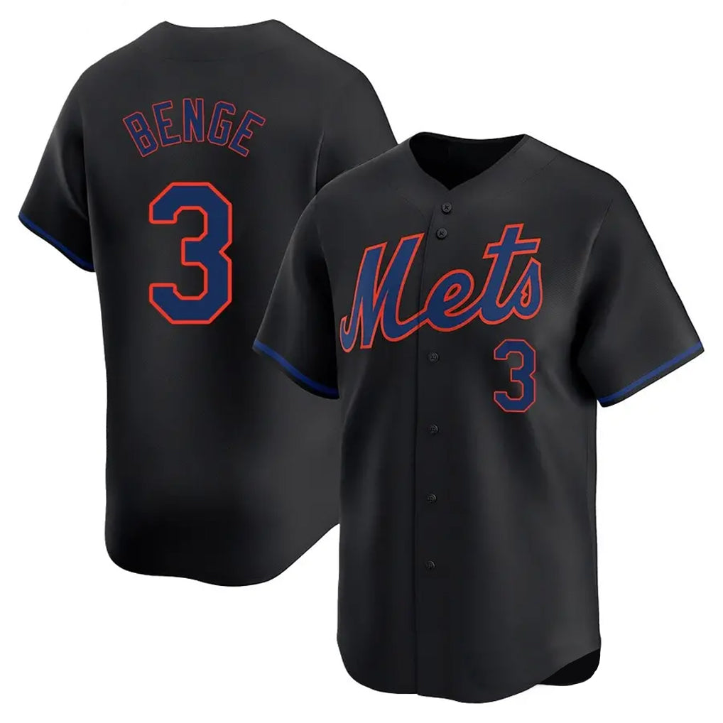 Ldoa NY.Mets #3 Carson Benge Player Black Alternate Home Limited Stitched Jerseys