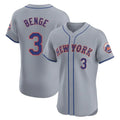 Ldoa NY.Mets #3 Carson Benge Player Gray Road Limited Elite Home Stitched Jerseys