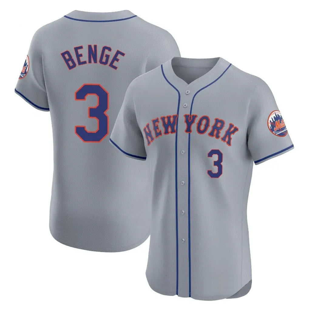 Ldoa NY.Mets #3 Carson Benge Player Gray Road Limited Elite Home Stitched Jerseys