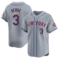Ldoa NY.Mets #3 Carson Benge Player Gray Road Limited Home Stitched Jerseys