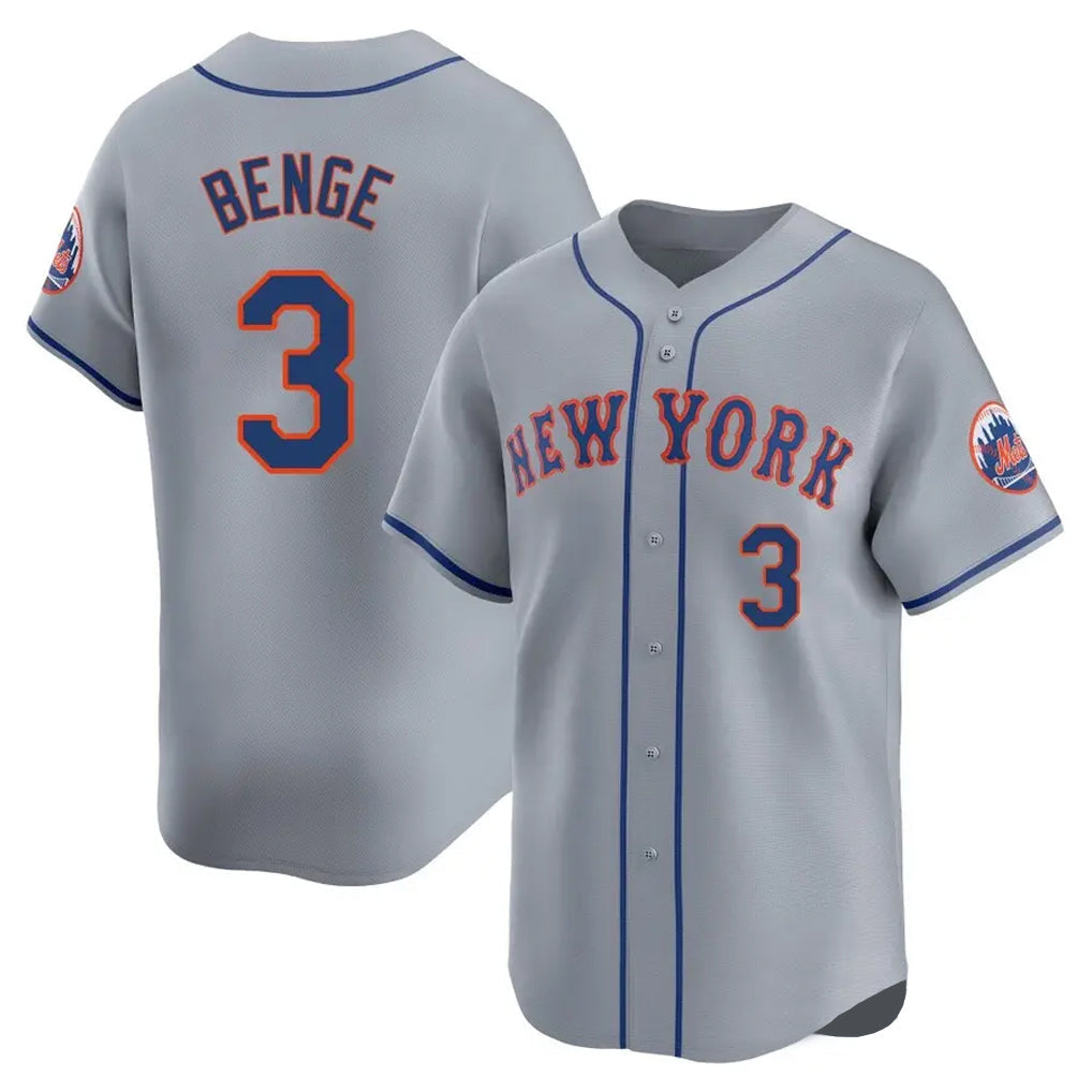 Ldoa NY.Mets #3 Carson Benge Player Gray Road Limited Home Stitched Jerseys