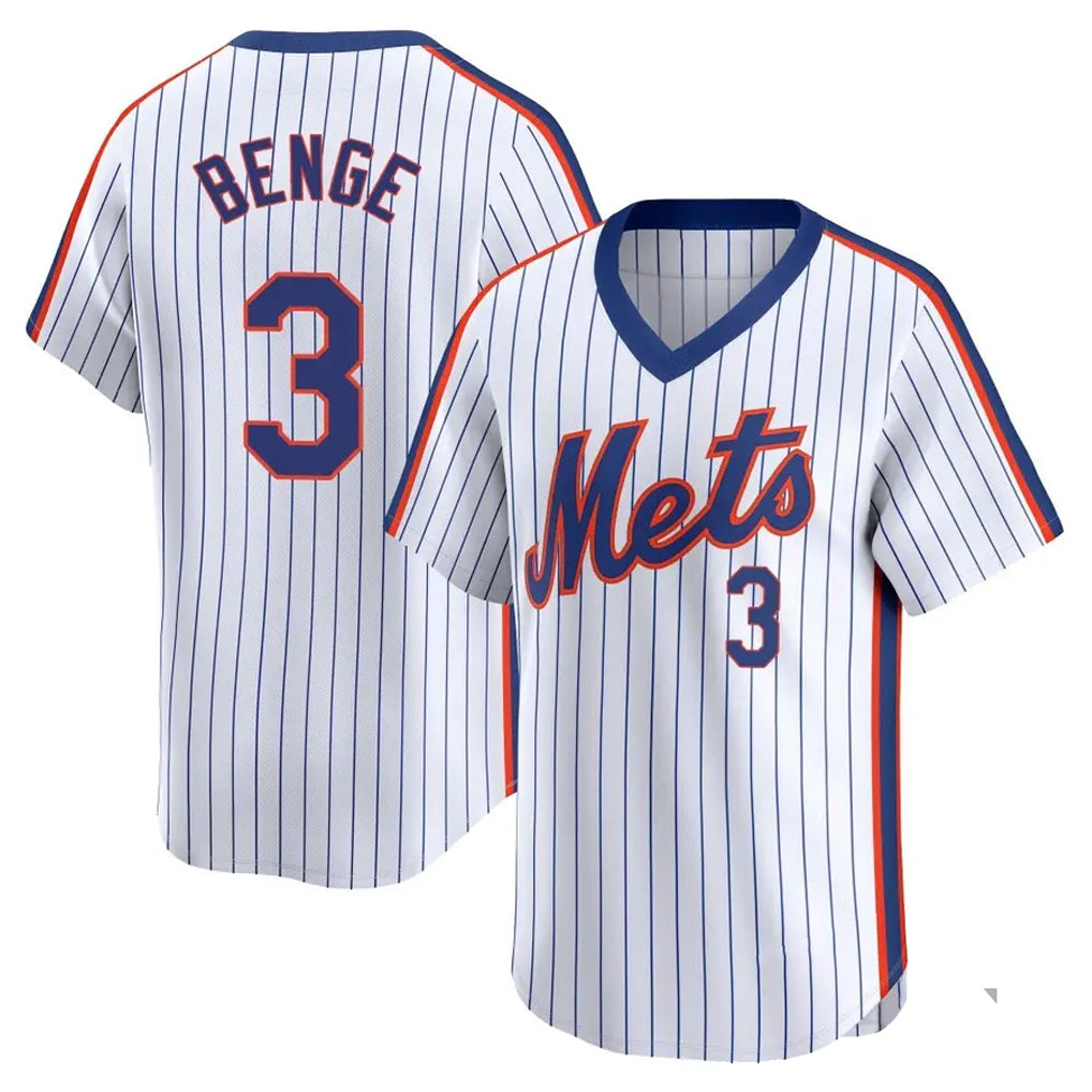 Ldoa NY.Mets #3 Carson Benge Player White Cooperstown Collection T-shirt Game Stitched Jerseys