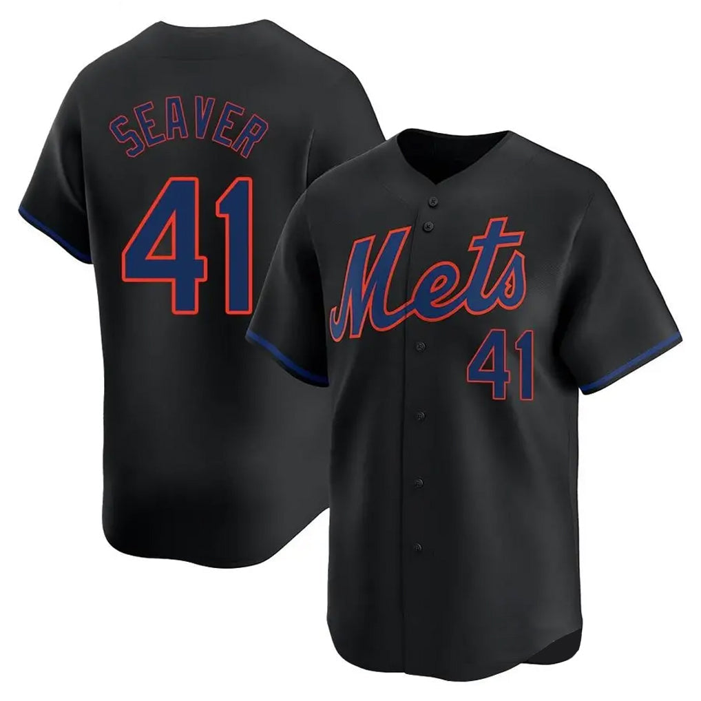 Ldoa NY.Mets #41 Tom Seaver Player Black Alternate Home Limited Stitched Jerseys