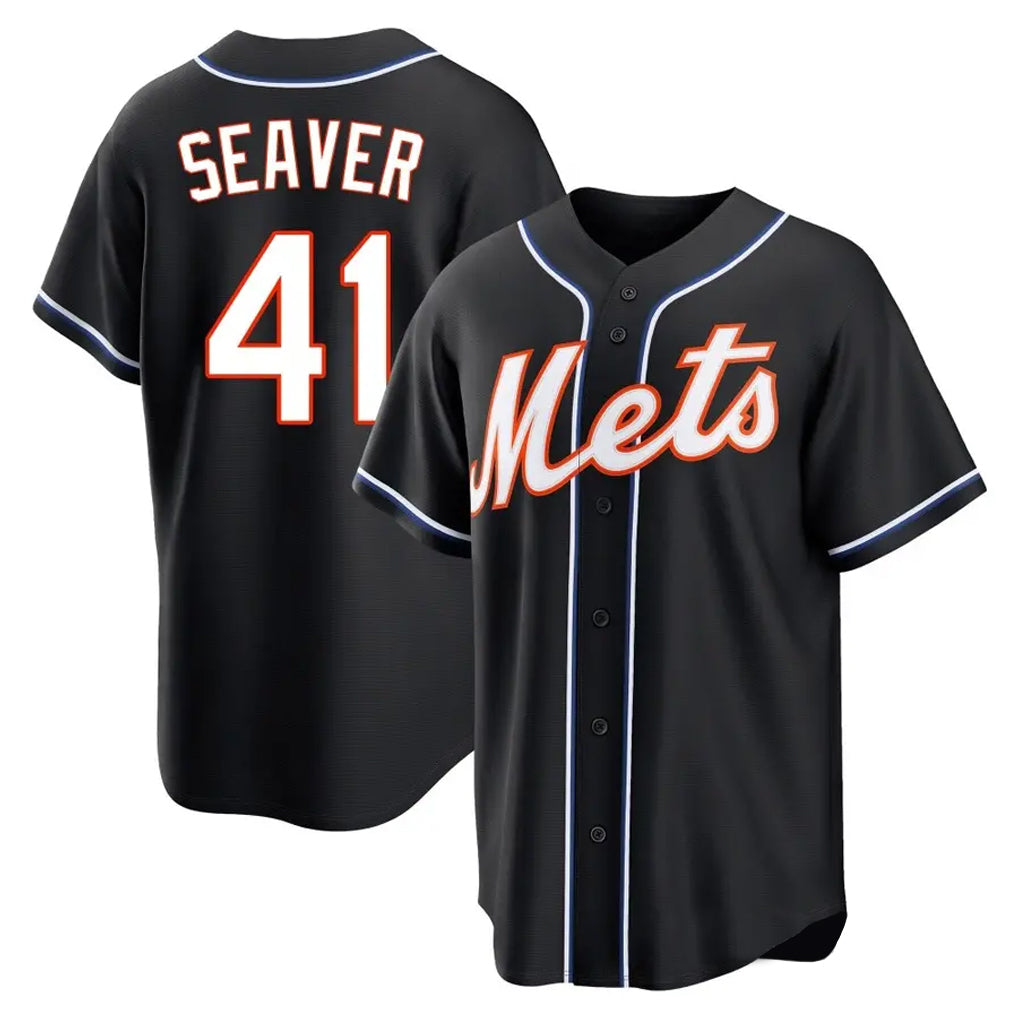 Ldoa NY.Mets #41 Tom Seaver Player Black Fashion Out Game Stitched Jerseys