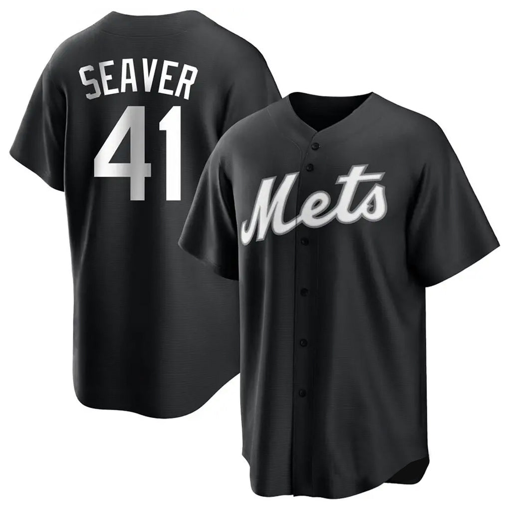 Ldoa NY.Mets #41 Tom Seaver Player Black Home Game Stitched Jerseys