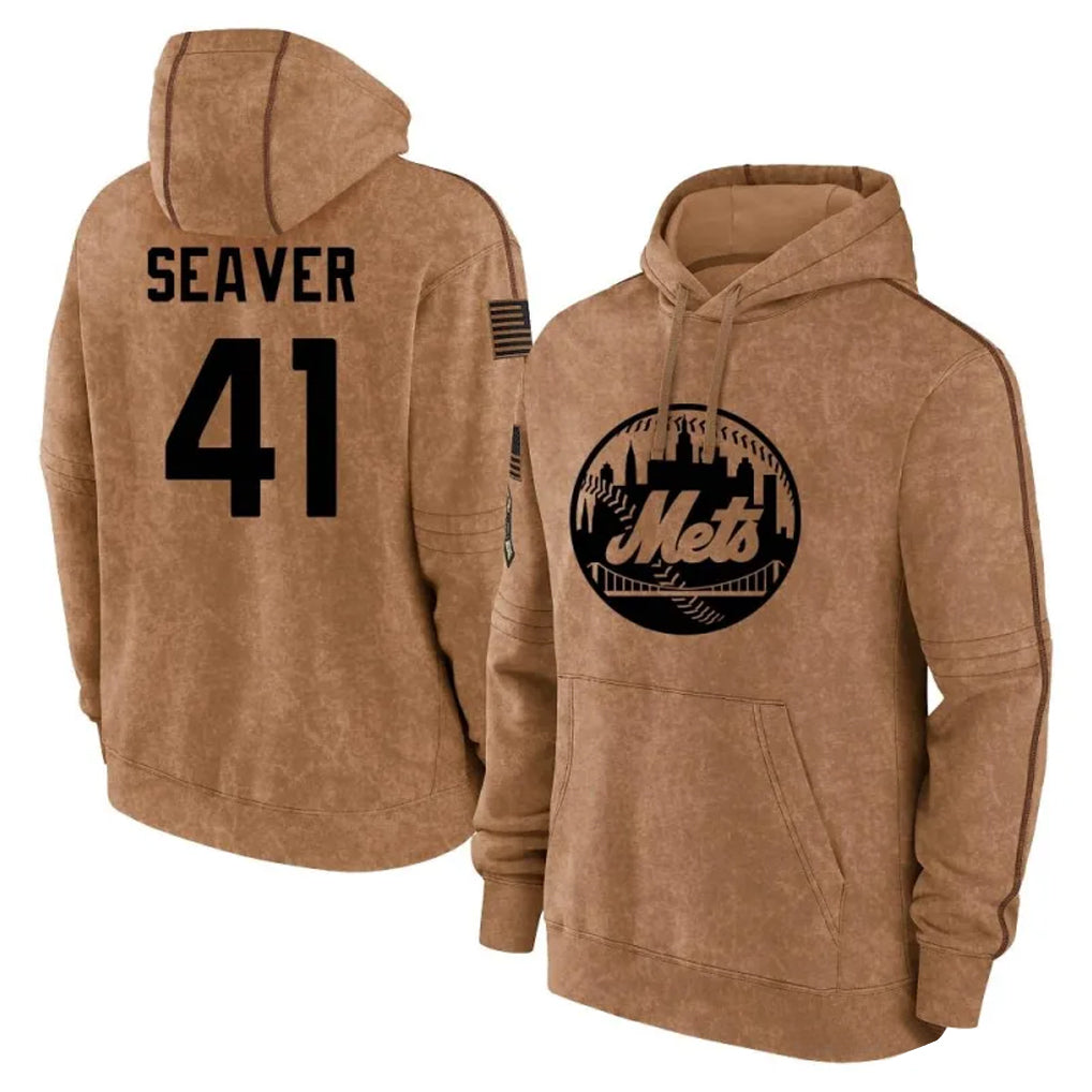Ldoa NY.Mets #41 Tom Seaver Player Brown Club Pullover Hoodie Game Stitched Jerseys