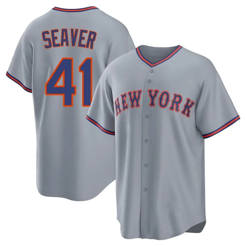 Ldoa NY.Mets #41 Tom Seaver Player Gray Road Home Game Stitched Jerseys
