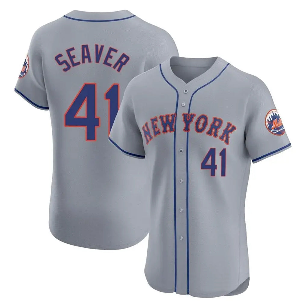 Ldoa NY.Mets #41 Tom Seaver Player Gray Road Limited Elite Home Stitched Jerseys