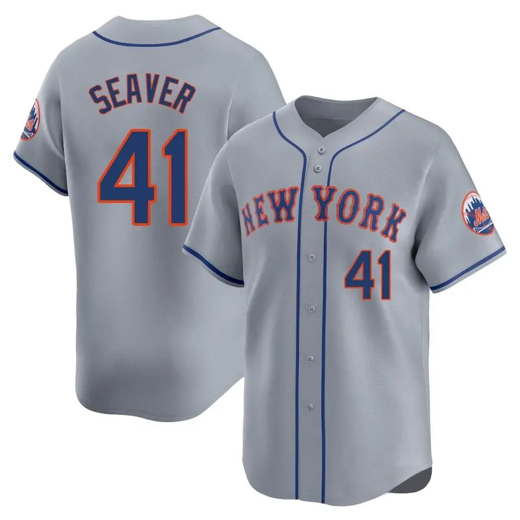 Ldoa NY.Mets #41 Tom Seaver Player Gray Road Limited Home Stitched Jerseys