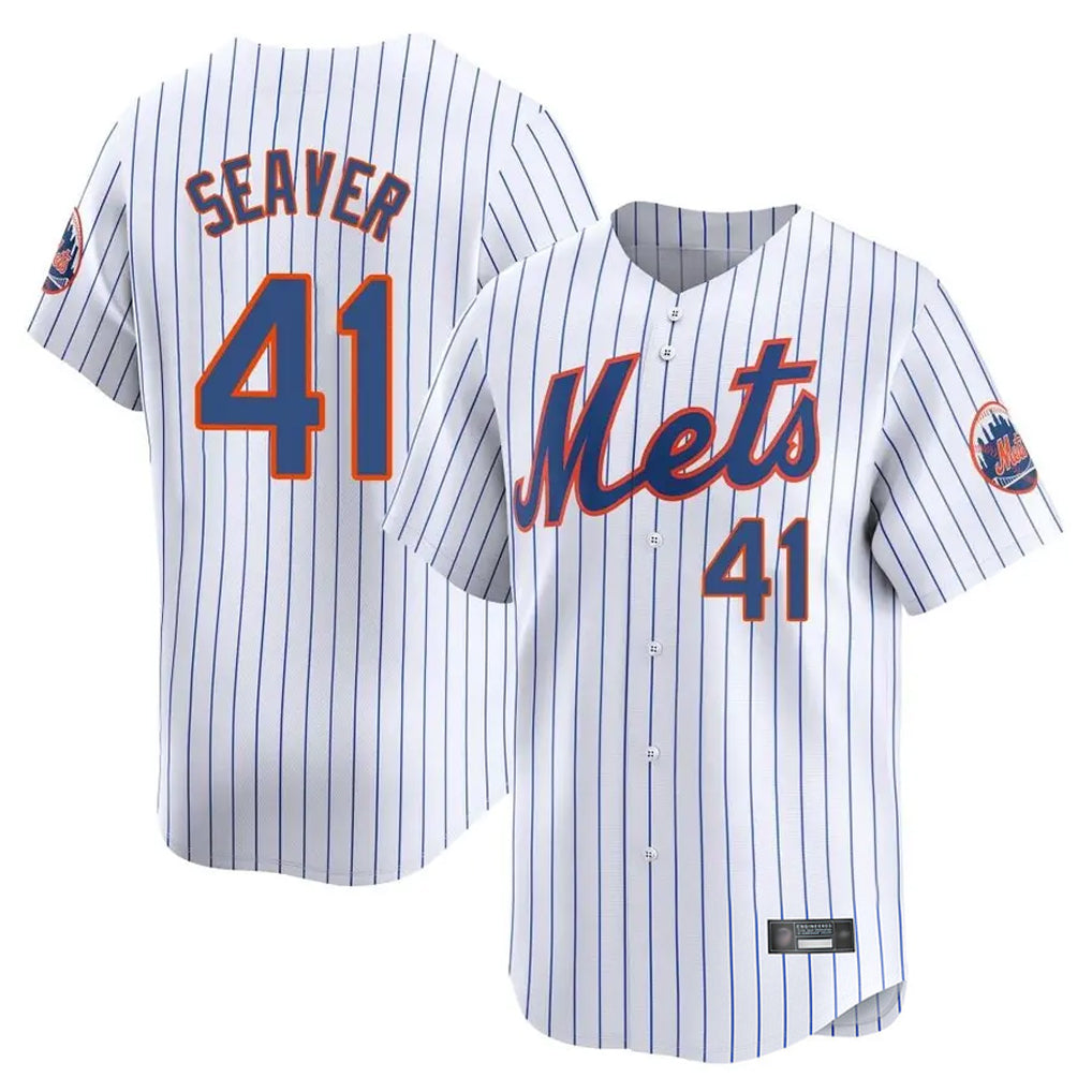 Ldoa NY.Mets #41 Tom Seaver Player White Home Replica Stitched Jerseys