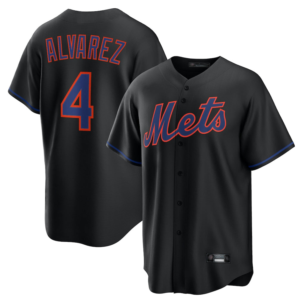 Ldoa NY.Mets #4 Francisco Alvarez Player Black Alternate Home Game Stitched Jerseys