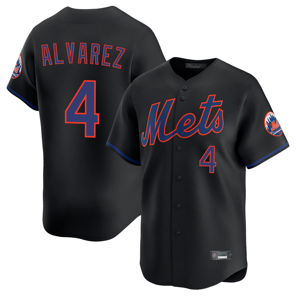 Ldoa NY.Mets #4 Francisco Alvarez Player Black Alternate Home Limited Stitched Jerseys