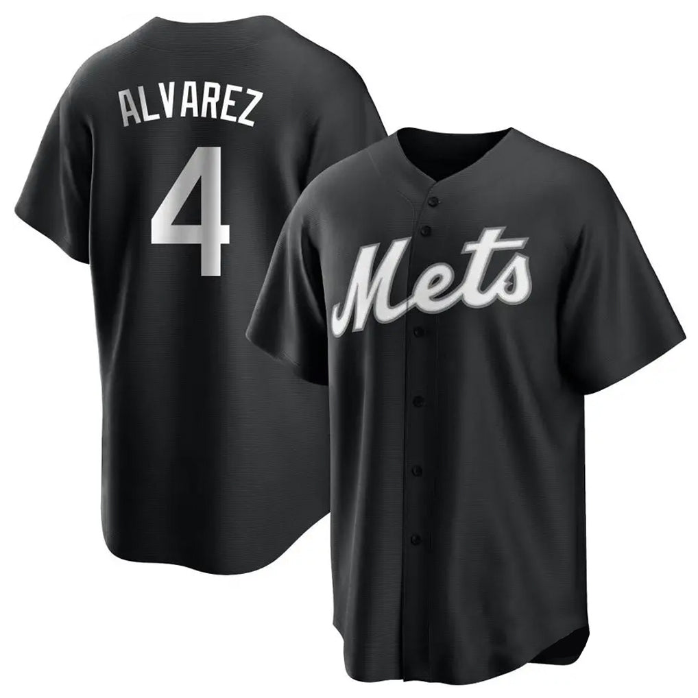 Ldoa NY.Mets #4 Francisco Alvarez Player Black Home Game Stitched Jerseys