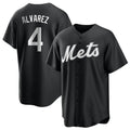 Ldoa NY.Mets #4 Francisco Alvarez Player Black Home Game Stitched Jerseys