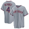 Ldoa NY.Mets #4 Francisco Alvarez Player Gray Road Home Game Stitched Jerseys