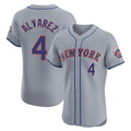 Ldoa NY.Mets #4 Francisco Alvarez Player Gray Road Limited Elite Home Stitched Jerseys