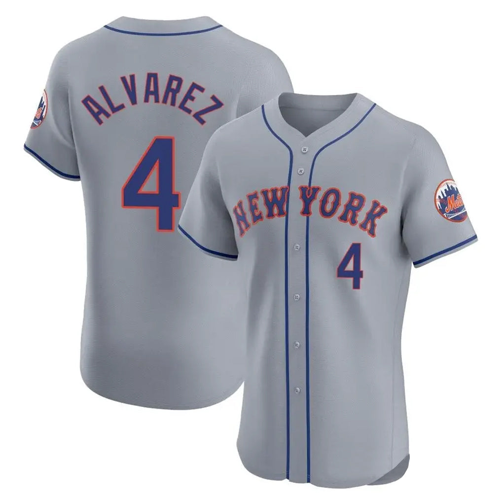 Ldoa NY.Mets #4 Francisco Alvarez Player Gray Road Limited Elite Home Stitched Jerseys