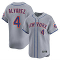 Ldoa NY.Mets #4 Francisco Alvarez Player Gray Road Limited Home Stitched Jerseys
