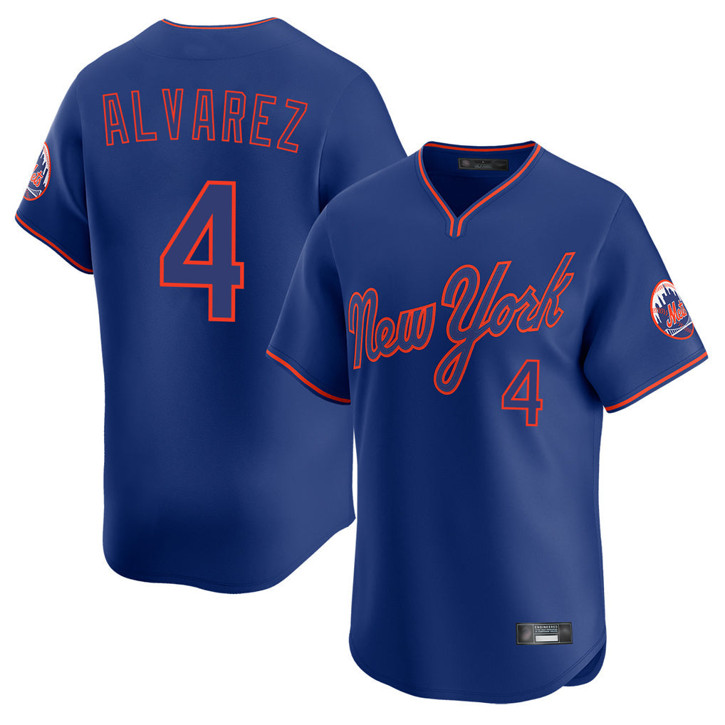 Ldoa NY.Mets #4 Francisco Alvarez Player Royal T-shirt Home Limited Elite Stitched Jerseys