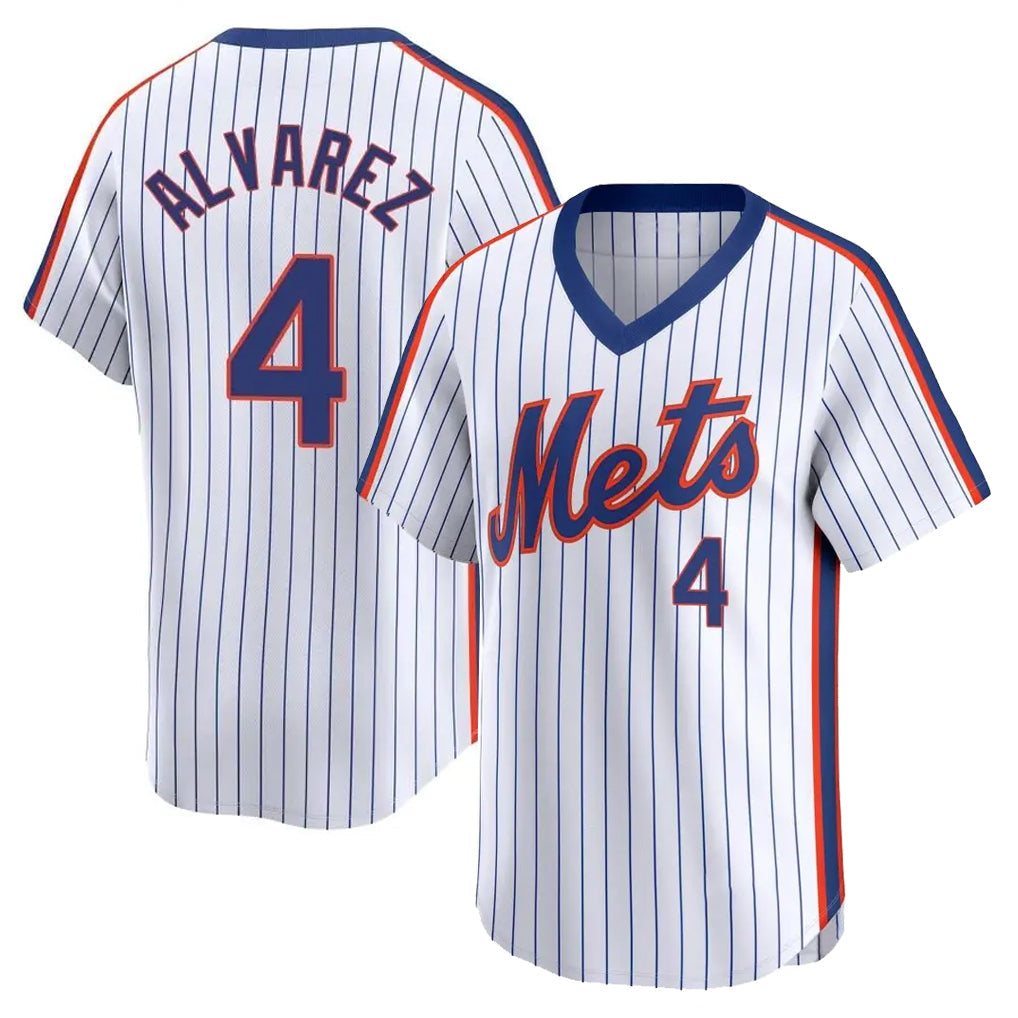 Ldoa NY.Mets #4 Francisco Alvarez Player White Cooperstown Collection T-shirt Game Stitched Jerseys