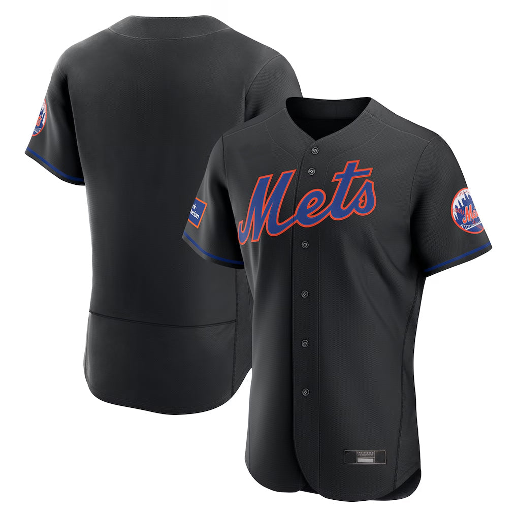 Ldoa NY.Mets Blank Player Black Alternate Elite Home Limited Stitched Jerseys
