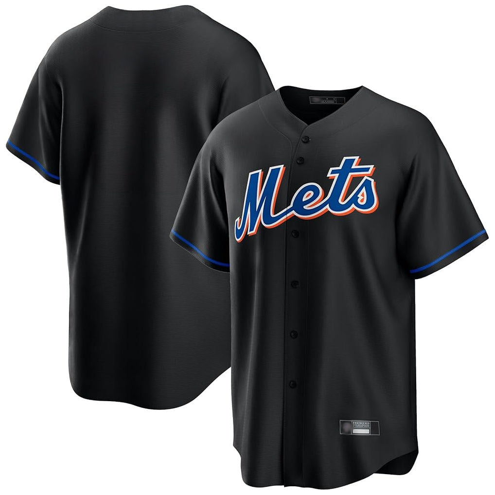 Ldoa NY.Mets Blank Player Black Replica Home Game Stitched Jerseys