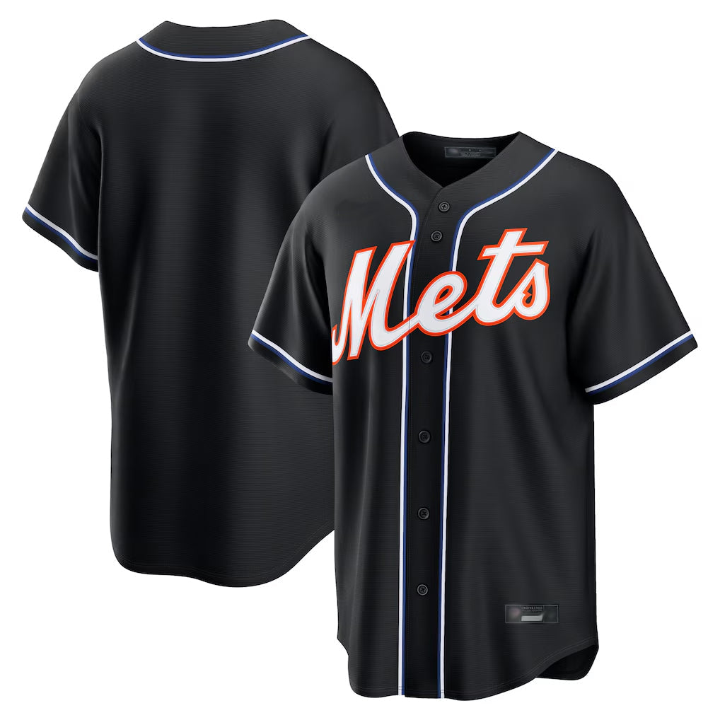 Ldoa NY.Mets Blank Player Fashion Black Out Game Stitched Jerseys