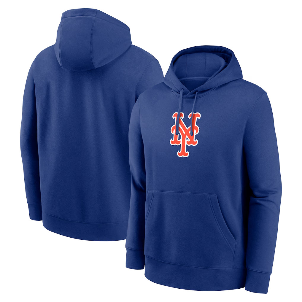 Ldoa NY.Mets Blank Player Royal Logo Club Fleece Hoodie Home Stitched Jerseys