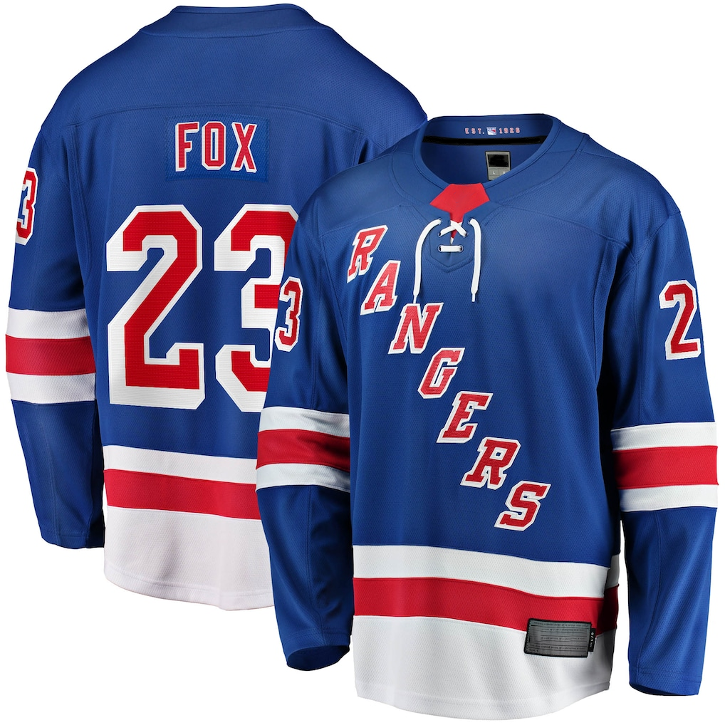 Tuec NY.Rangers #23 Adam Fox Blue Home Breakaway Replica Jerseys