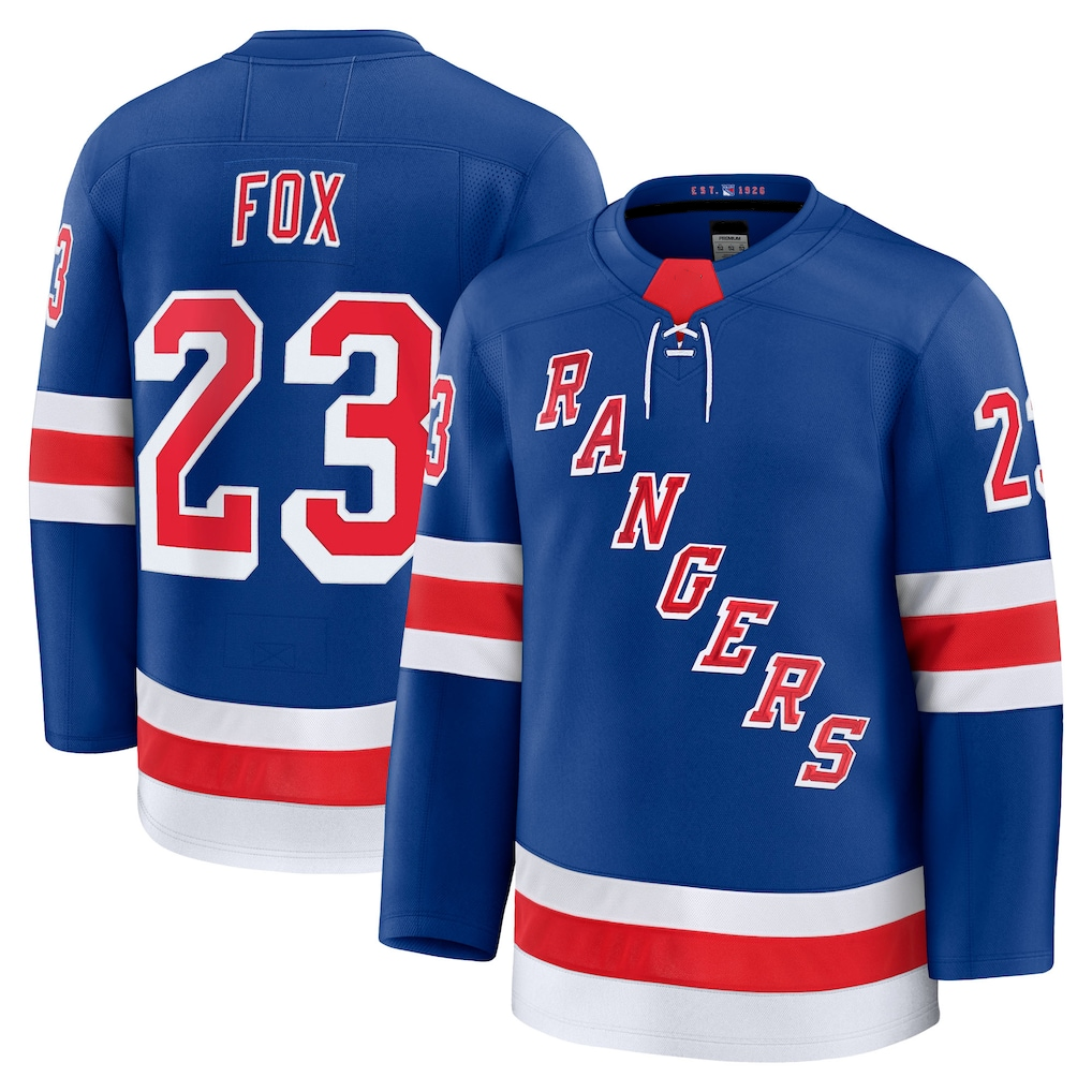 Tuec NY.Rangers #23 Adam Fox Blue Home Premium Jerseys